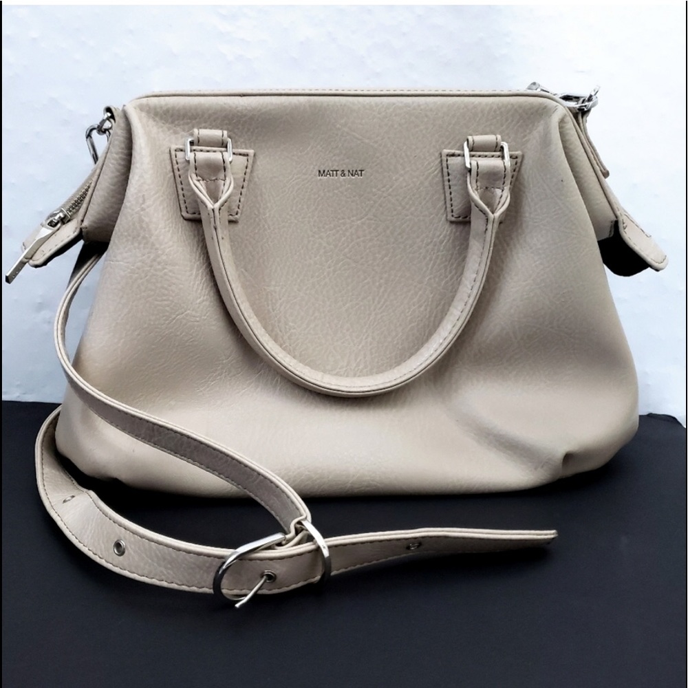 Matt & Nat Malone Satchel Crossbody Purse Handbag Cream